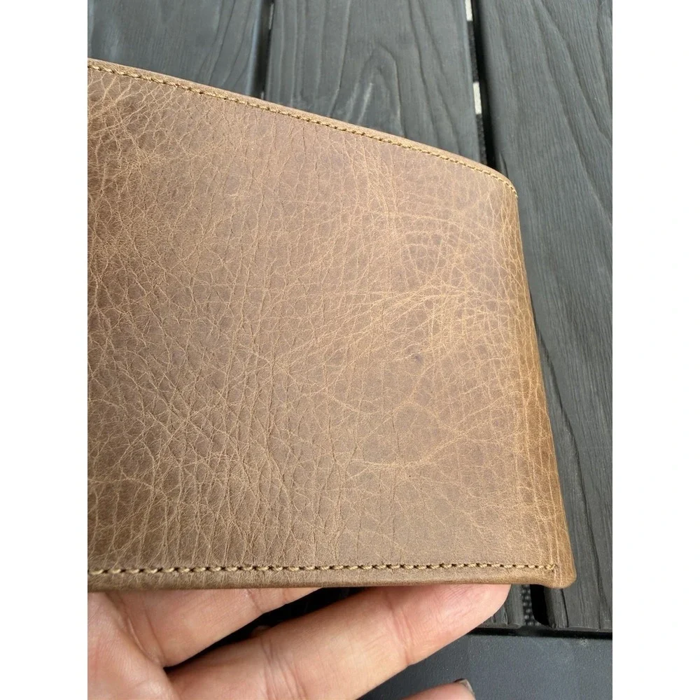 Vtg Lacoste Men's Logo Brown Leather Wallet W/pull Out Wallet Card